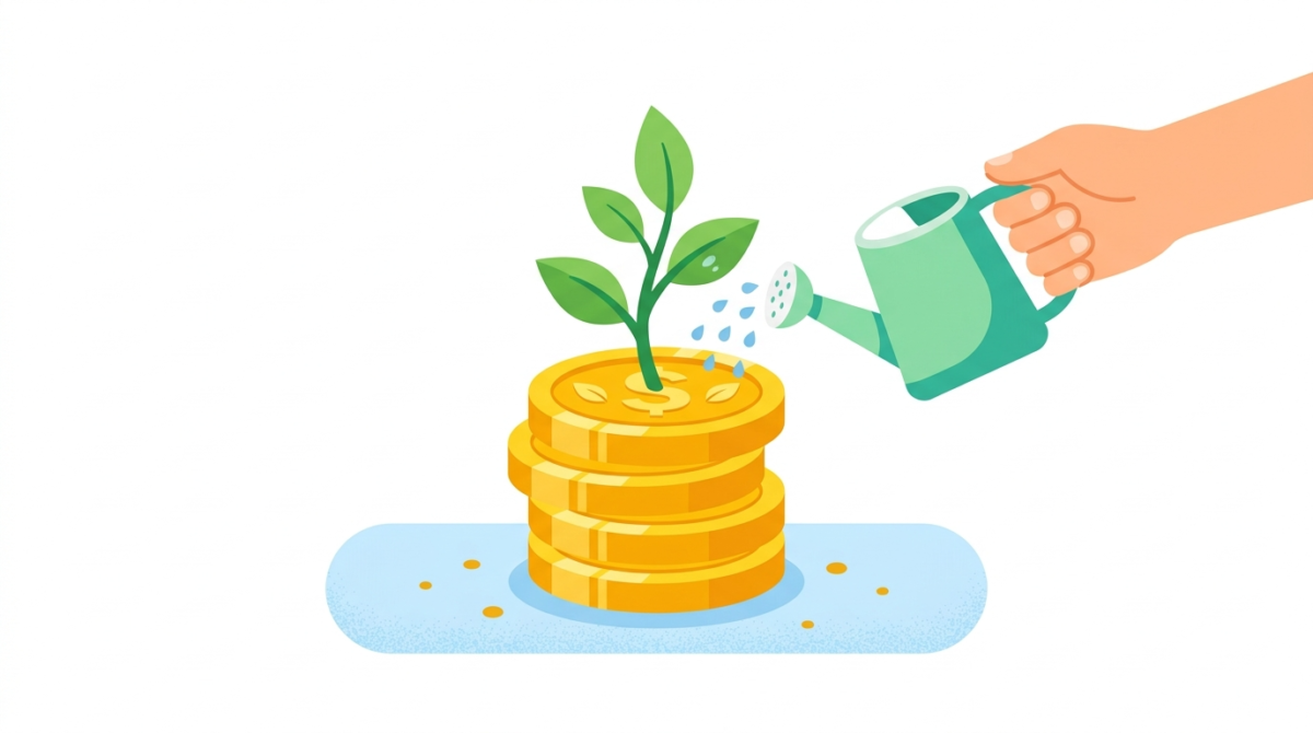 FXは数千円の少額資金からスタートし、コツコツと利益を育てていけることを表すイメージ図
