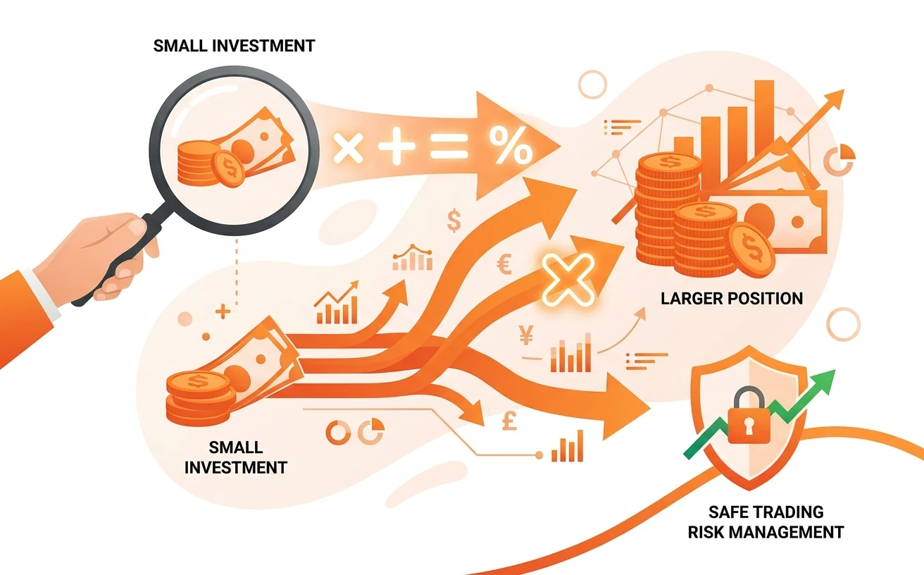 FXのレバレッジ計算と証拠金の仕組みを示すイメージ
