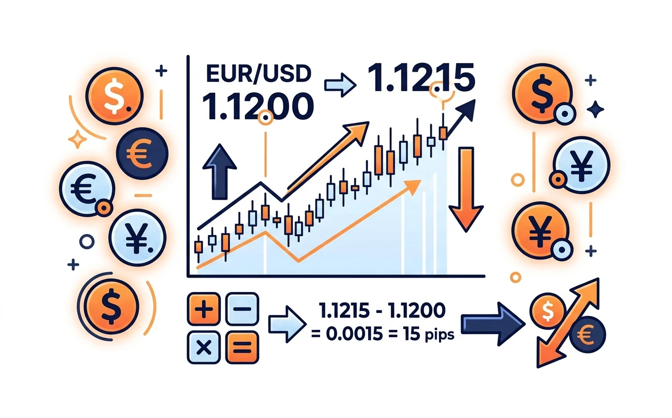 pipsの計算方法と損益計算のイメージ図