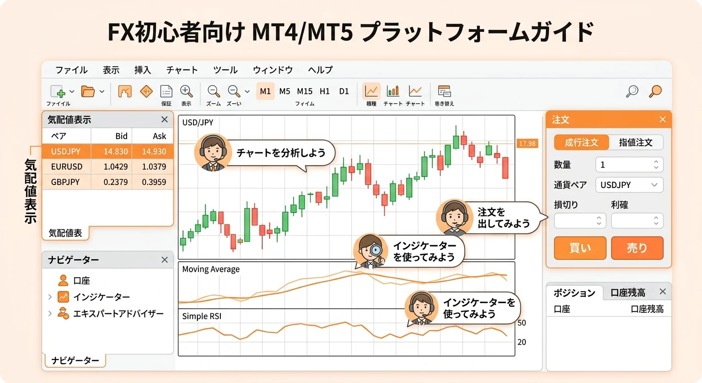MT4・MT5の使い方入門！初心者がつまずくチャート画面の見方と基本操作