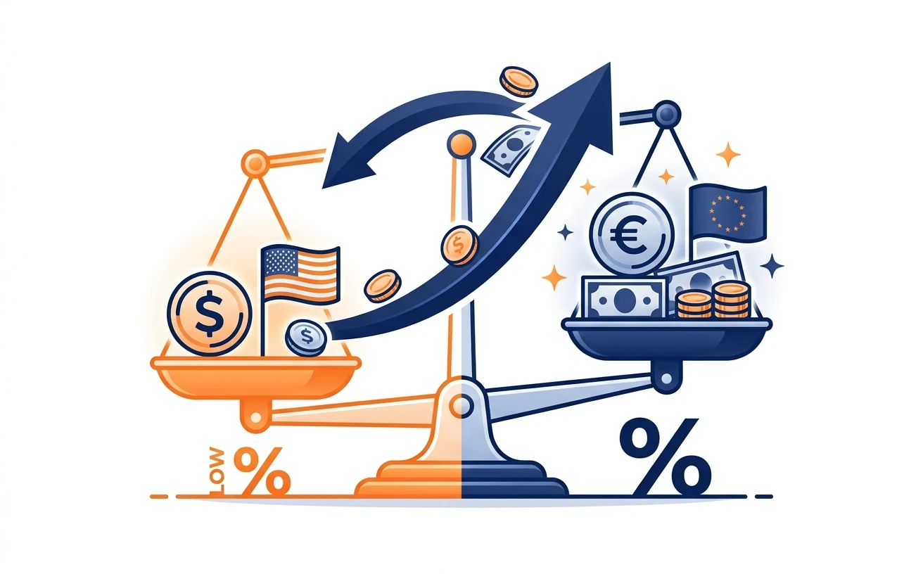スワップポイントが発生する金利差の仕組みを示すイメージ図
